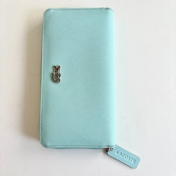 Lacoste Womens Large L.12.12 Concept Billfold Wallet Light Turquoise Blue - Picture 3 of 10